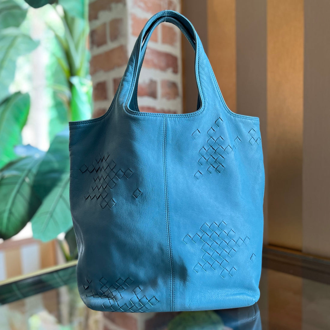 BOTTEGA VENETA Regent Intrecciato Leather Tote Bag