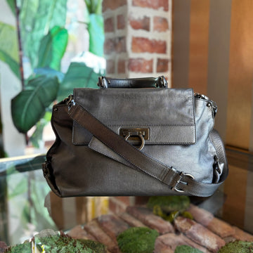 SALVATORE FERRAGAMO Metallic Leather Top Handle Bag