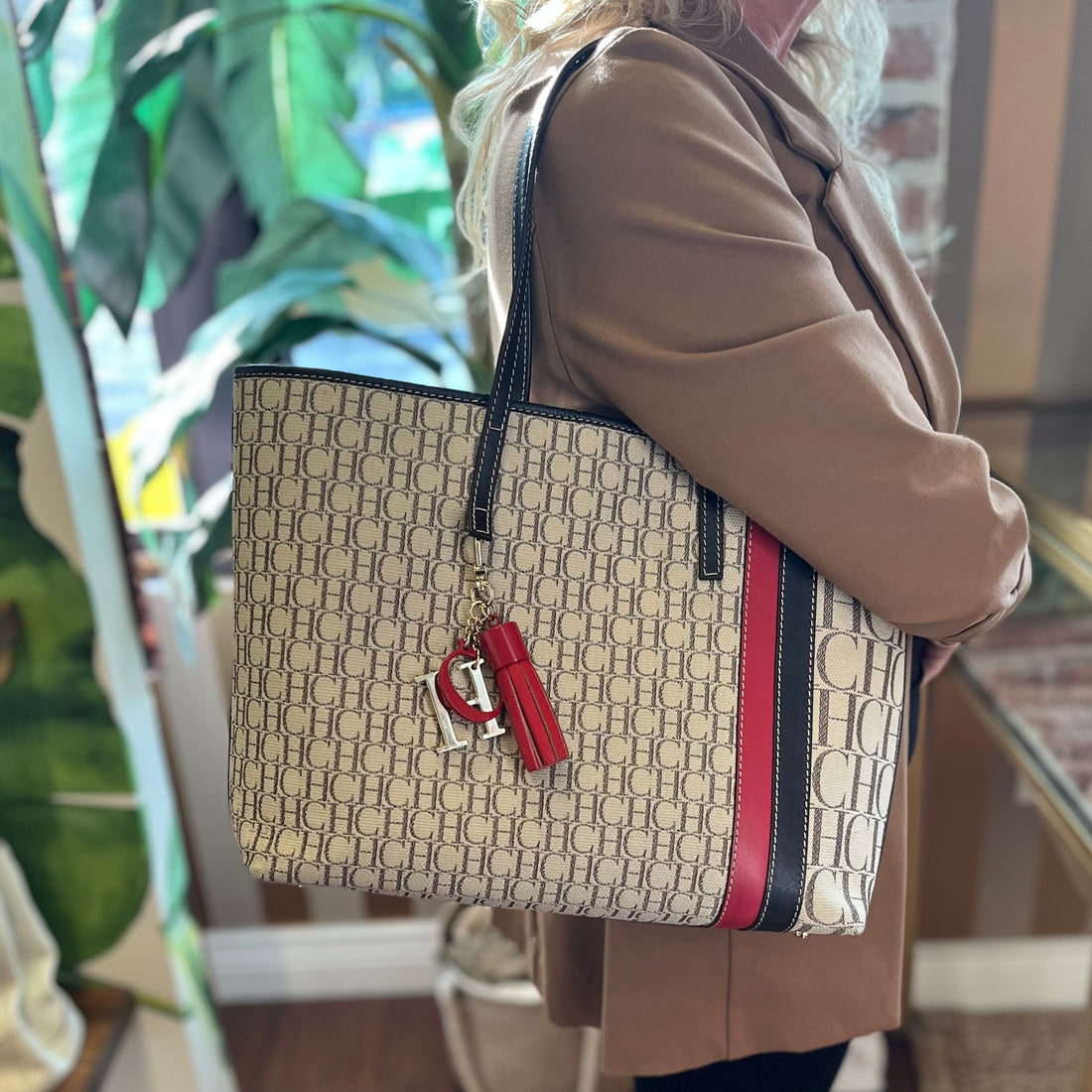 CAROLINA HERRERA CH Monogram Canvas Tote