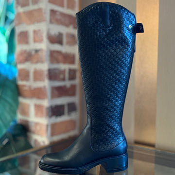 GUCCI Knee High Microguccissima Black Leather Riding Boots 36.5 (6.5 US)