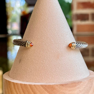 DAVID YURMAN Cable Citrine 925 Sterling Silver 14K Gold 5mm Bracelet