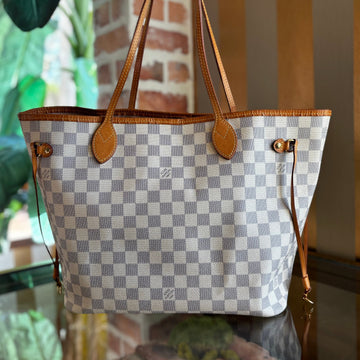LOUIS VUITTON Neverfull MM Damier Azur Canvas Tote Bag