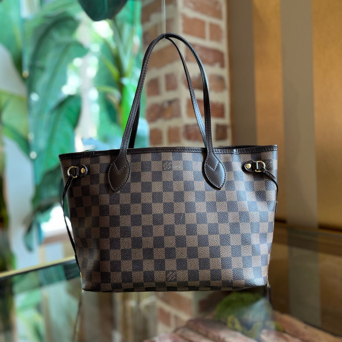 LOUIS VUITTON Neverfull PM Damier Ebene Canvas Tote Bag