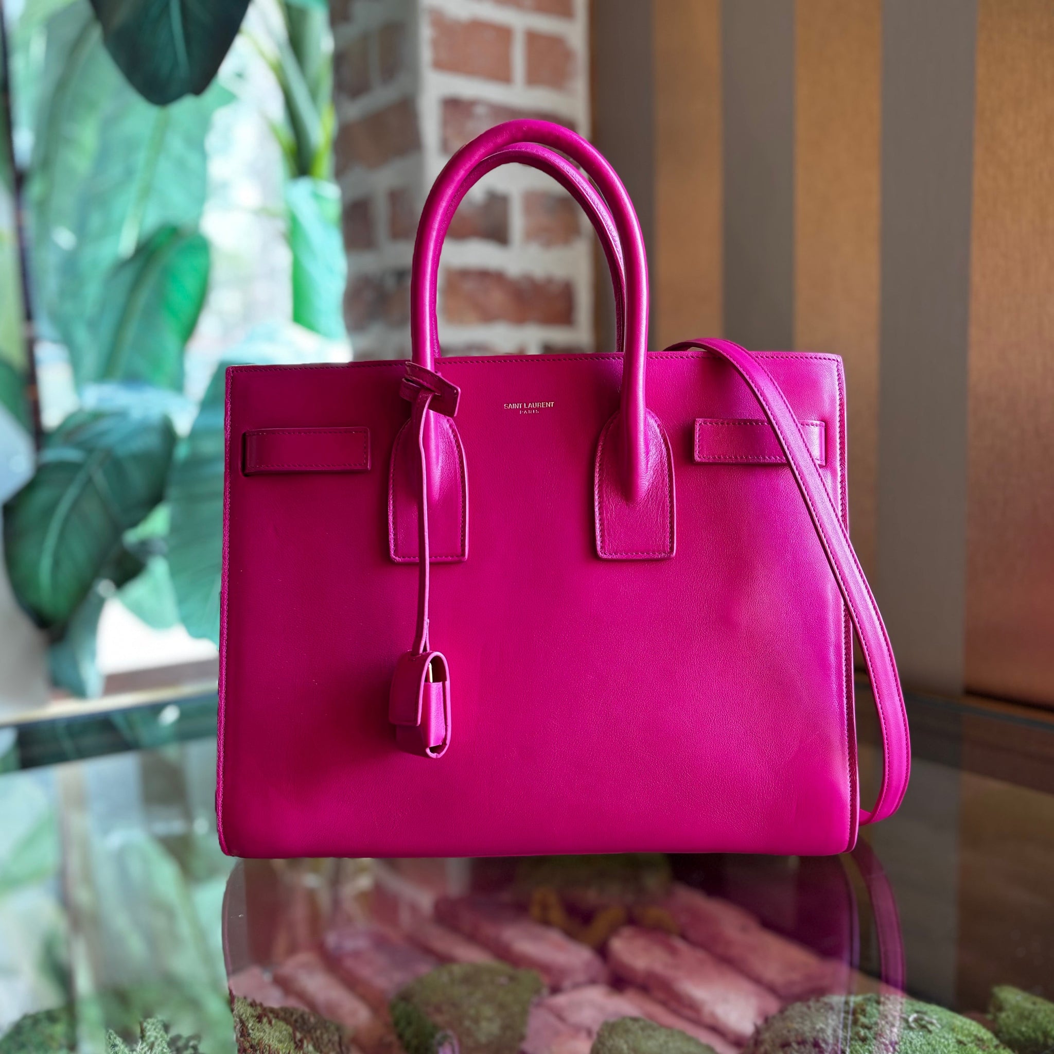 SAINT LAURENT Sac de Jour Small Pink Leather Tote Bag