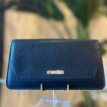 BURBERRY Grained Calfskin Long Flap Wallet