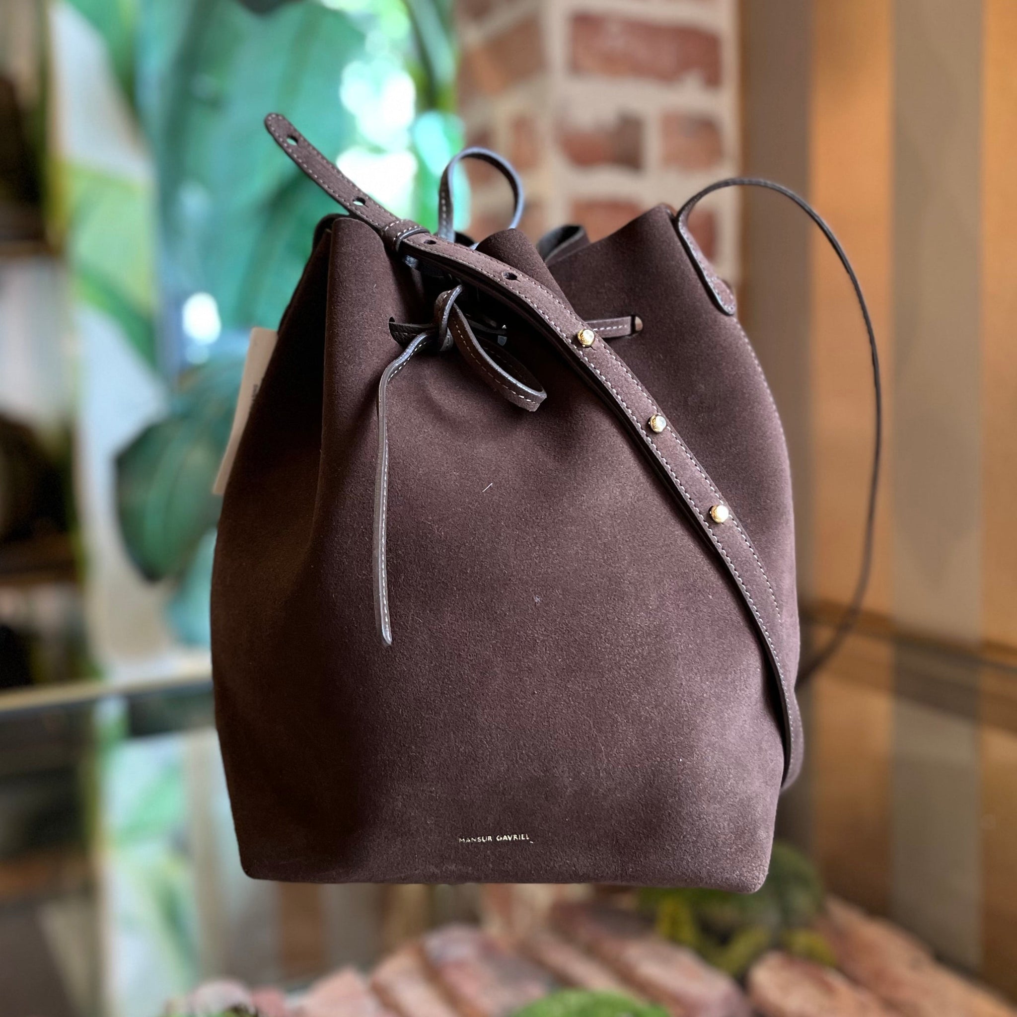 MANSUR GAVRIEL Bucket Chocolate Suede Bucket Bag