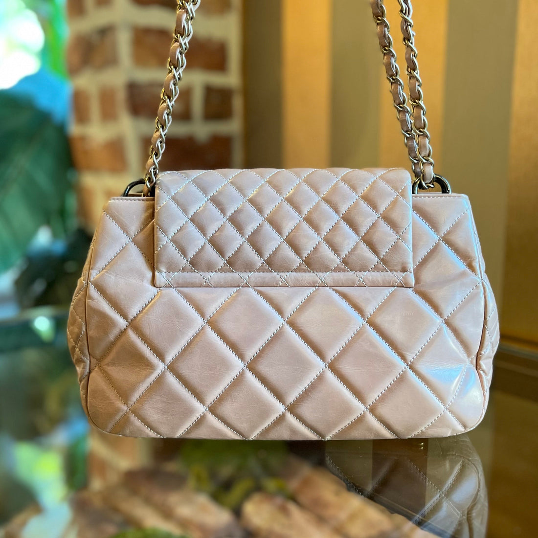 CHANEL Daily Walk Accordion Flap Aged Calfskin Shoulder Bag