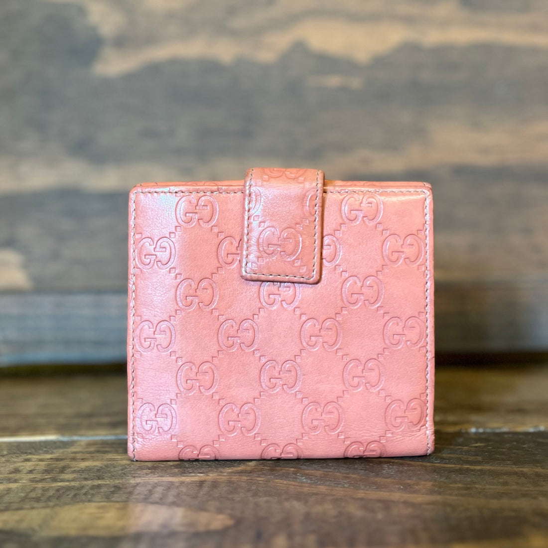 GUCCI GG Pierce Salmon Guccissima Leather Tri-Fold Wallet
