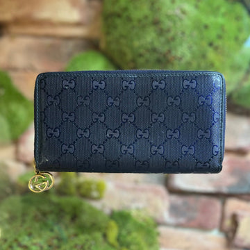 GUCCI GG Imprime Wallet Blue Canvas Wallet