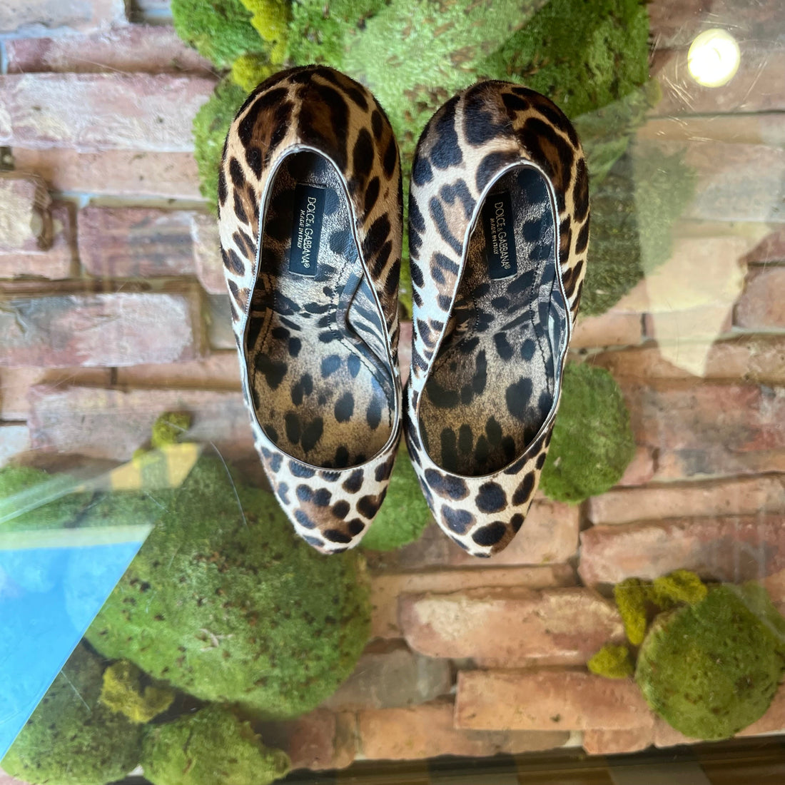 DOLCE&GABBANA Leopard Pony Hair Platform Pumps SZ38.5(8.5US) TS3921