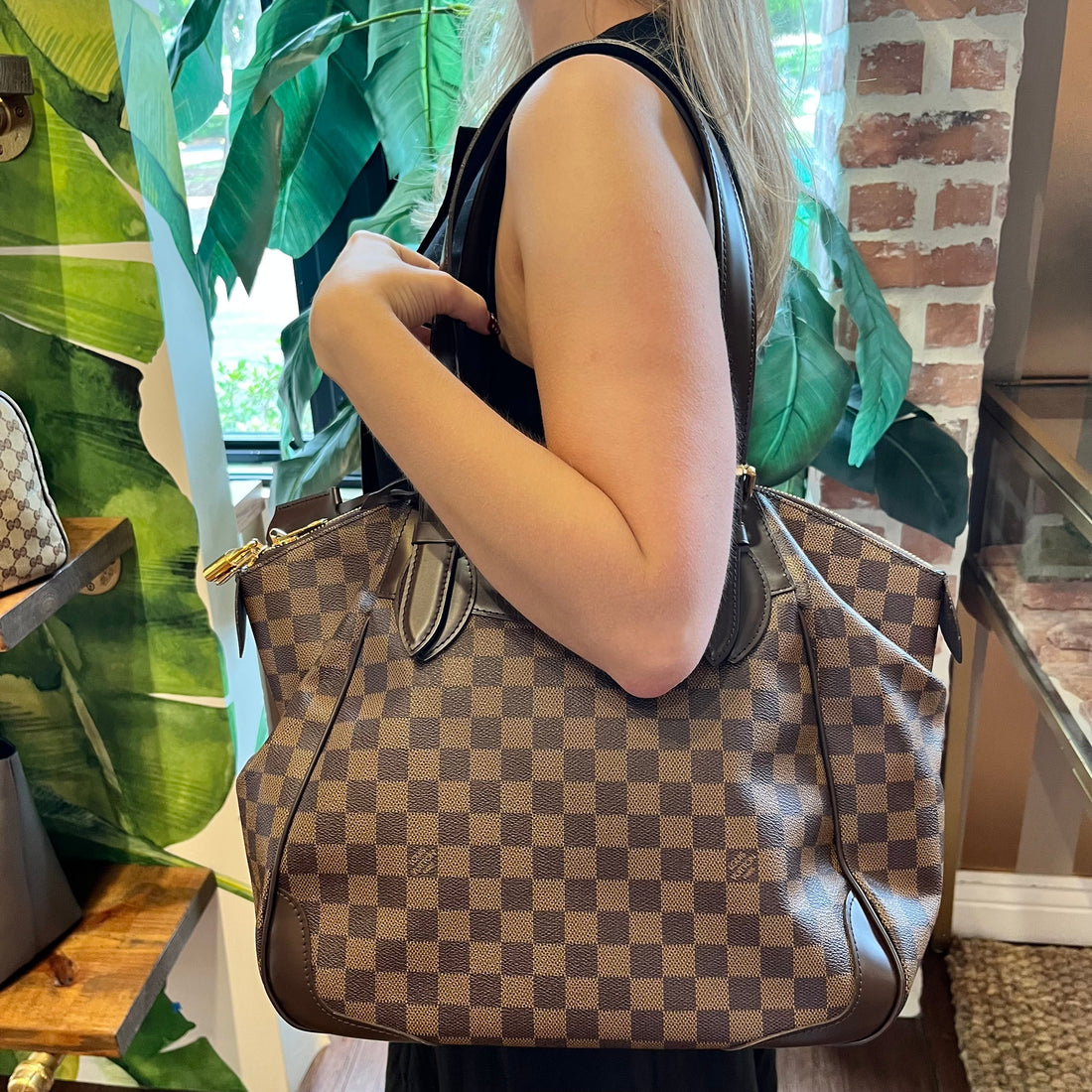 LOUIS VUITTON Verona GM Damier Ebene Canvas Shoulder Bag