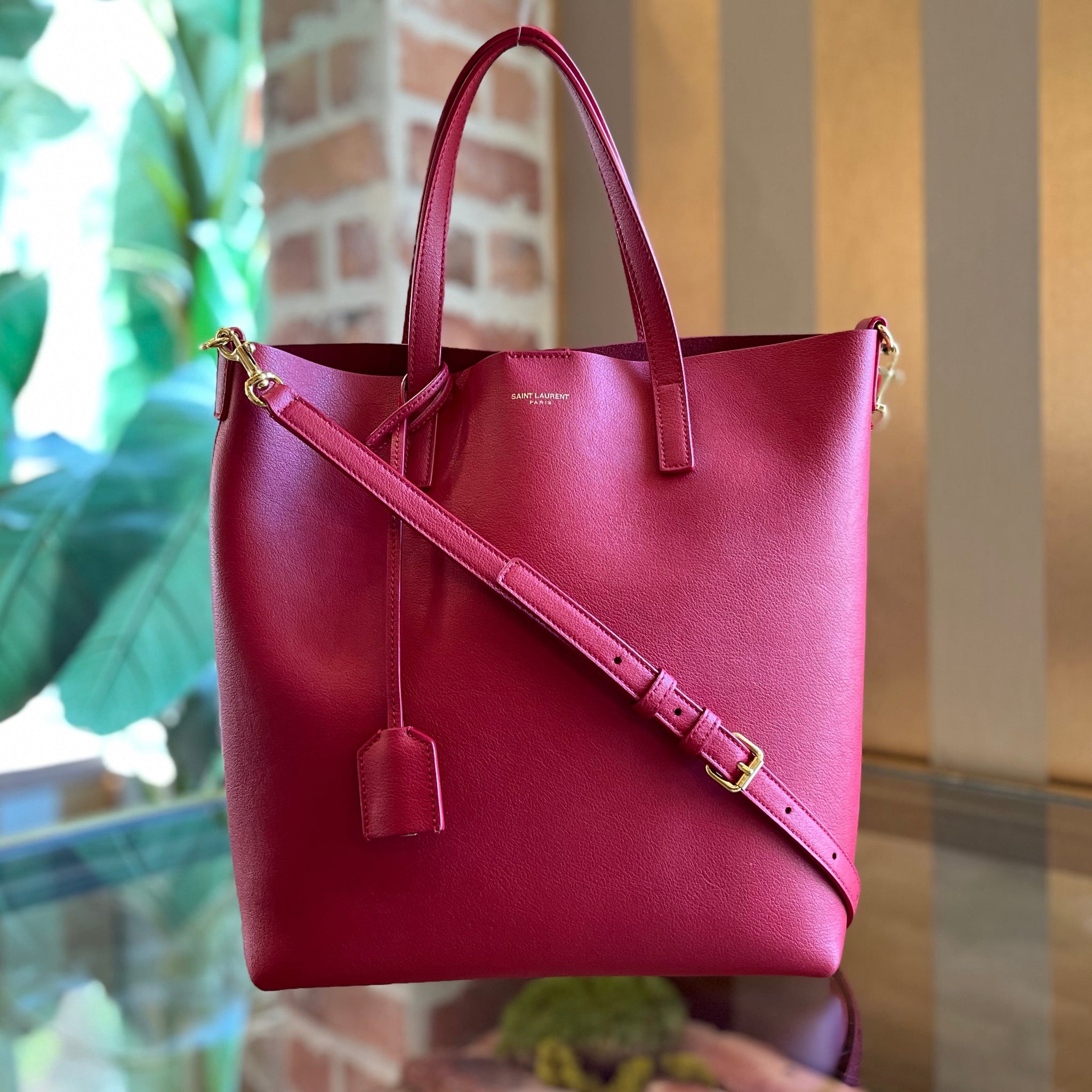 SAINT LAURENT North South Toy Calfskin Tote Bag