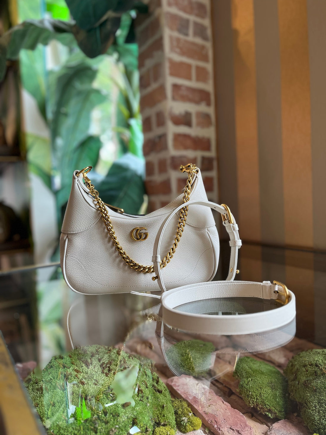 GUCCI Aphrodite Small Mystic White Goatskin Shoulder Bag