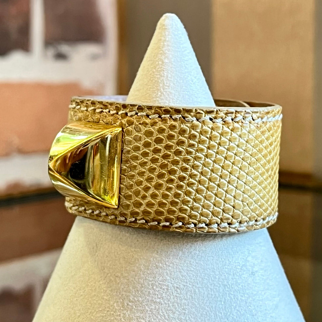 HERMES Medor Stud Shiny Varanus Niloticus Lizard Bracelet TS3988