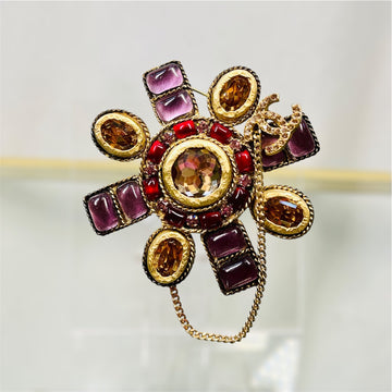 CHANEL Vintage Gripoix Brooch with CC Pin