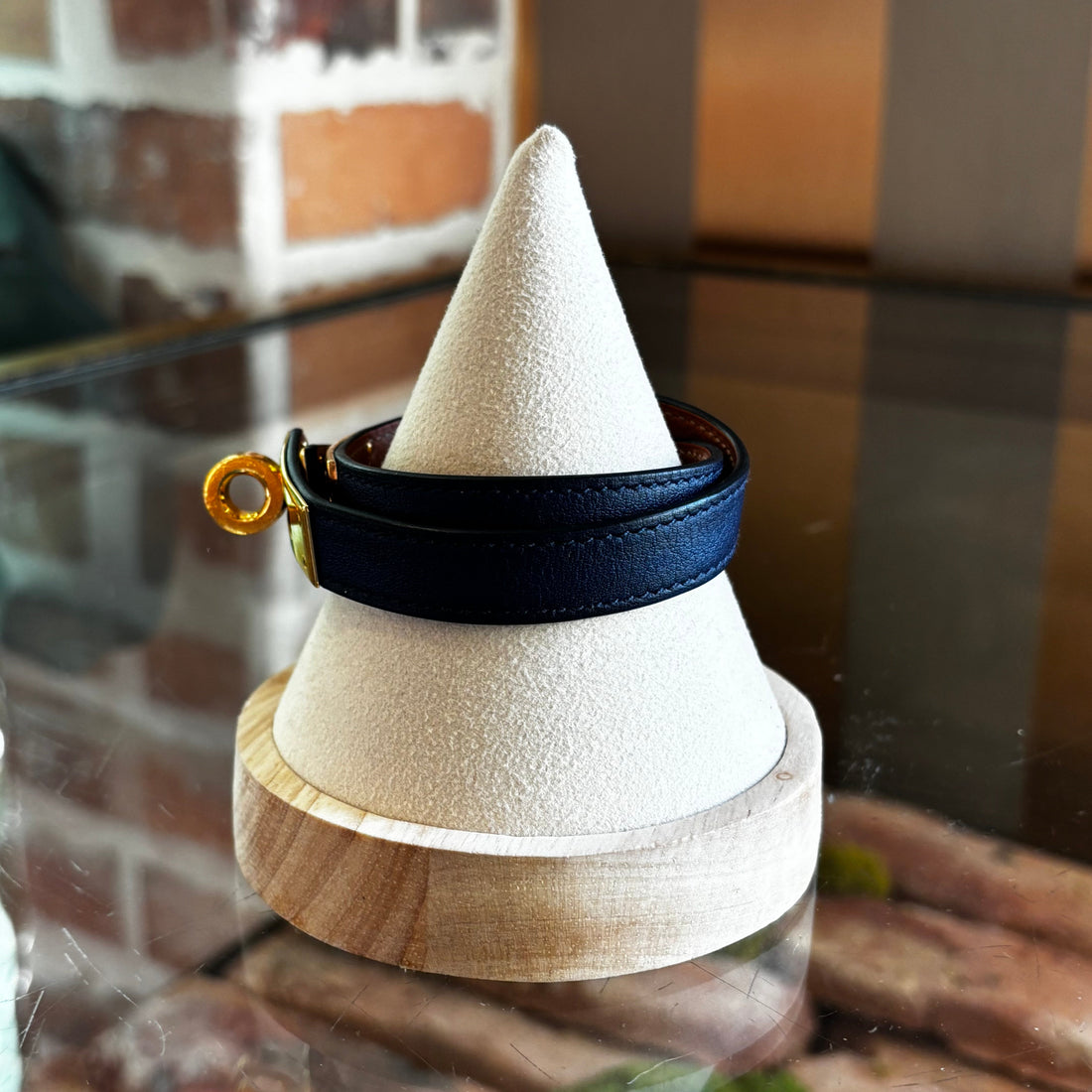 HERMES Bleu Nuit Swift Double Tour Kelly Bracelet