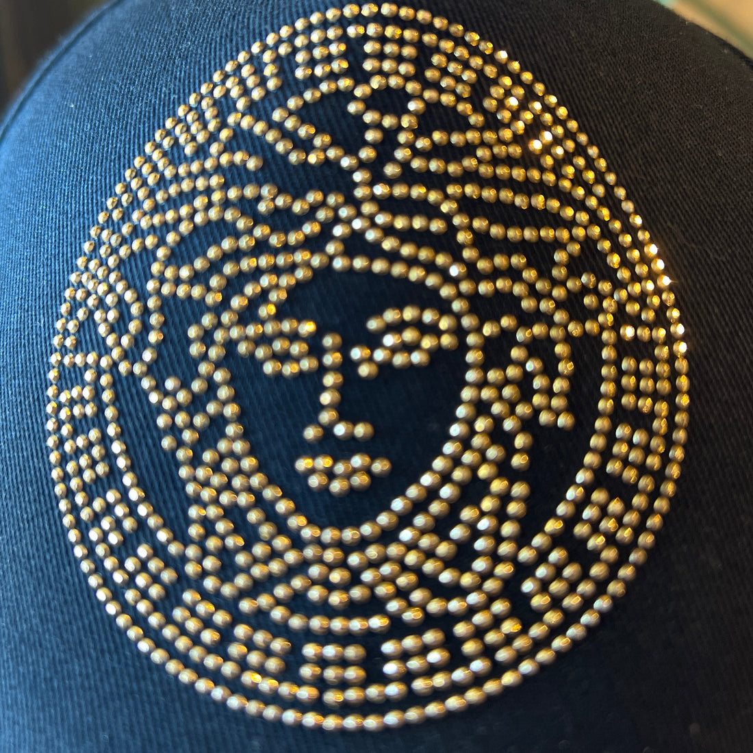 VERSACE  Black Studded Canvas Medusa Cap SZ59(L)
