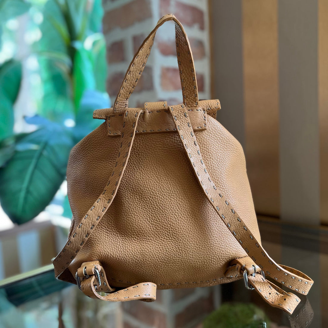 FENDI Selleria Calfskin Leather Backpack