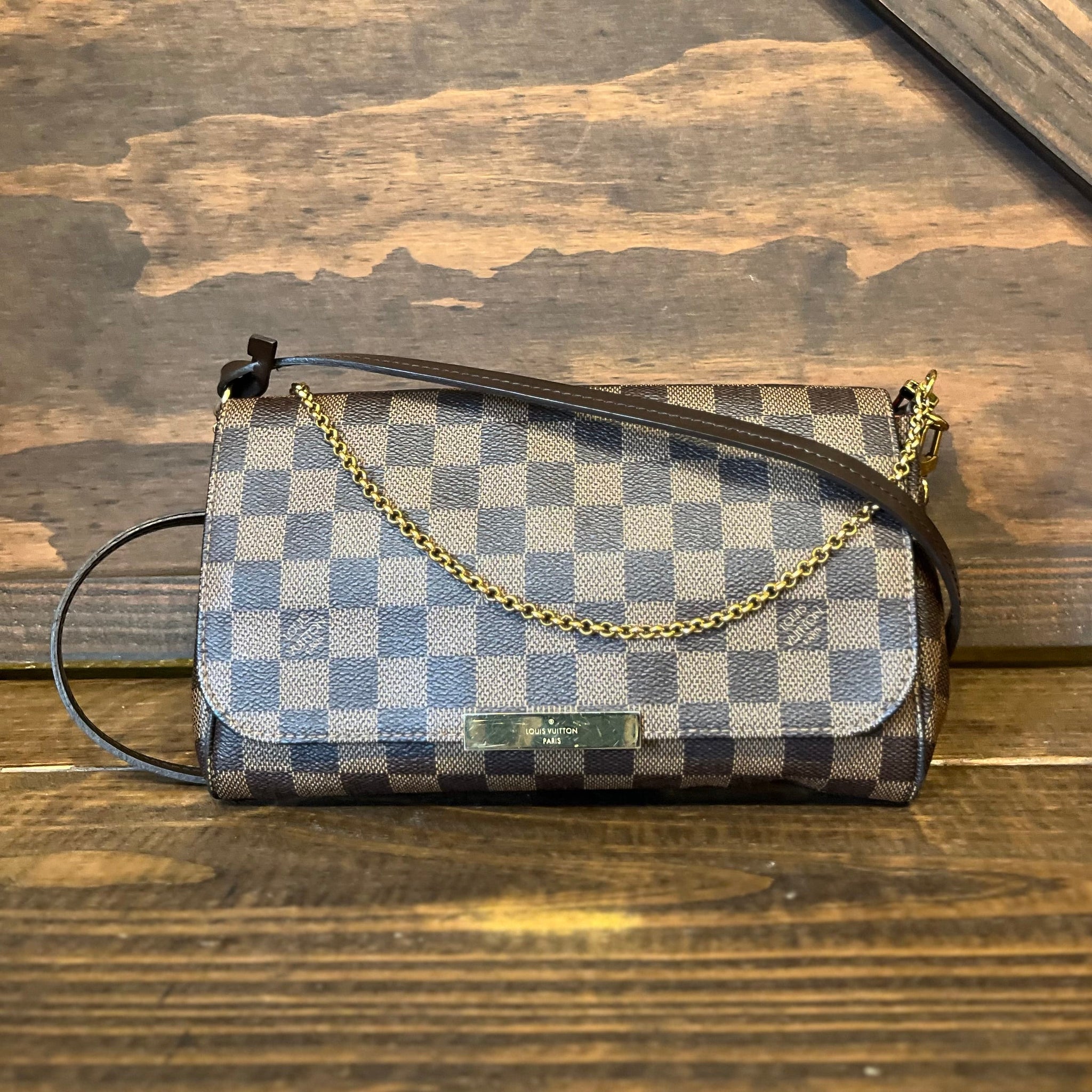 LOUIS VUITTON Favorite MM Damier Ebene Canvas Crossbody Bag
