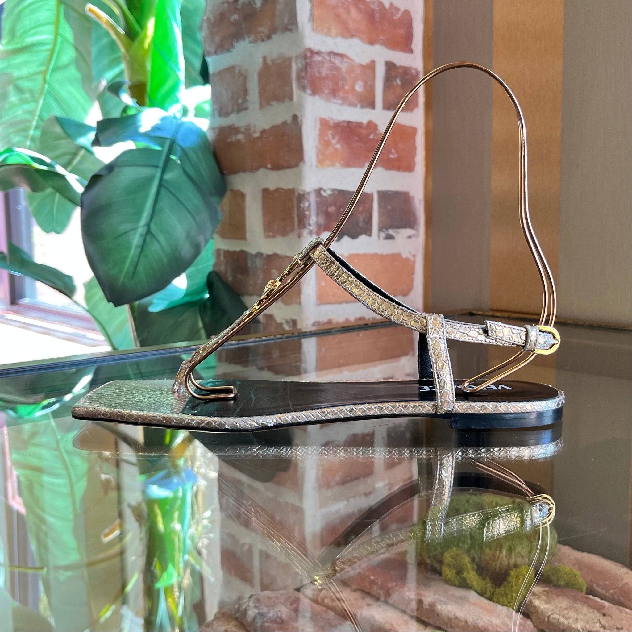 VERSACE Medusa 95 Python Embossed Leather Sandals 39.5(9.5US)