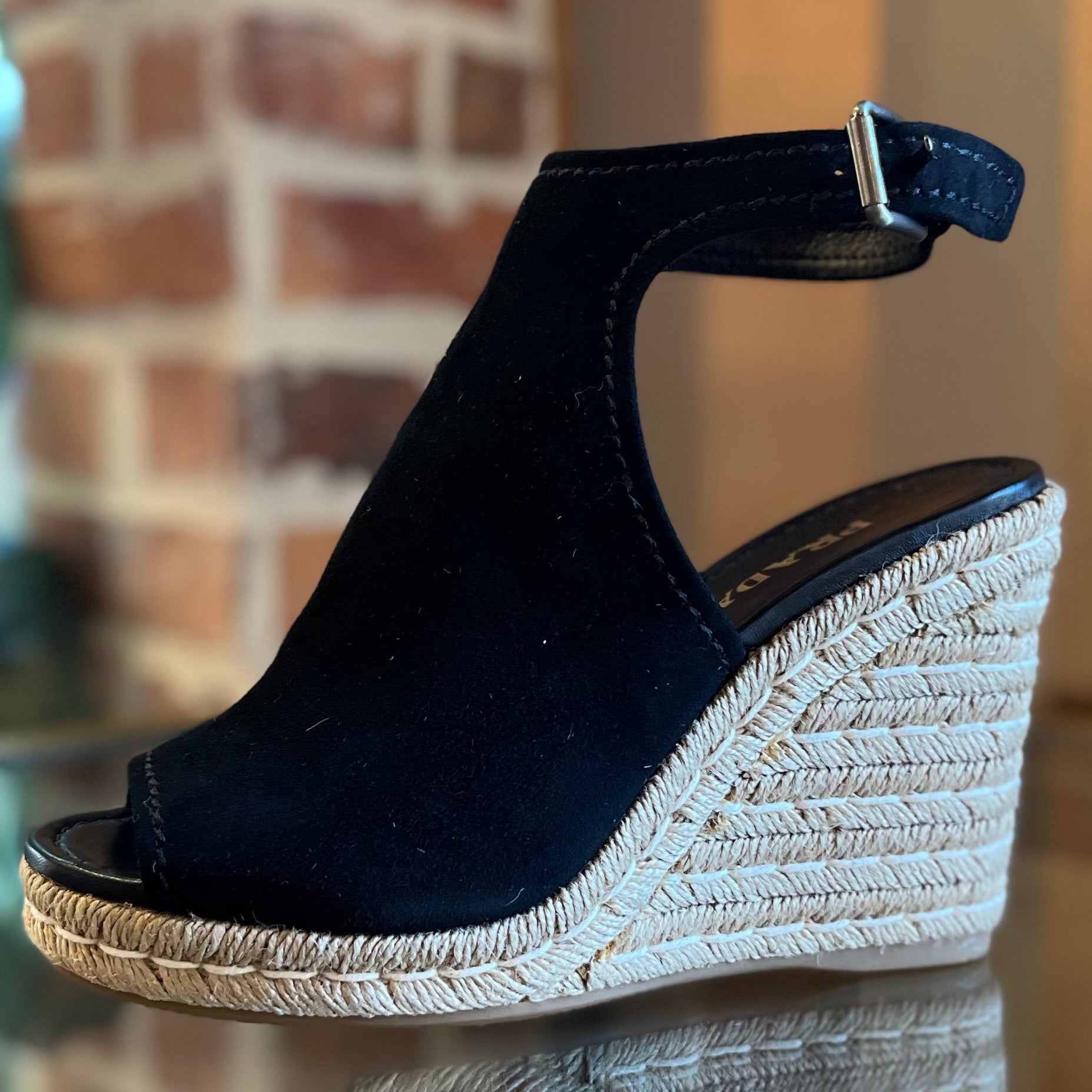 PRADA Black Suede Espadrilles Wedges SZ 40 (10 US)