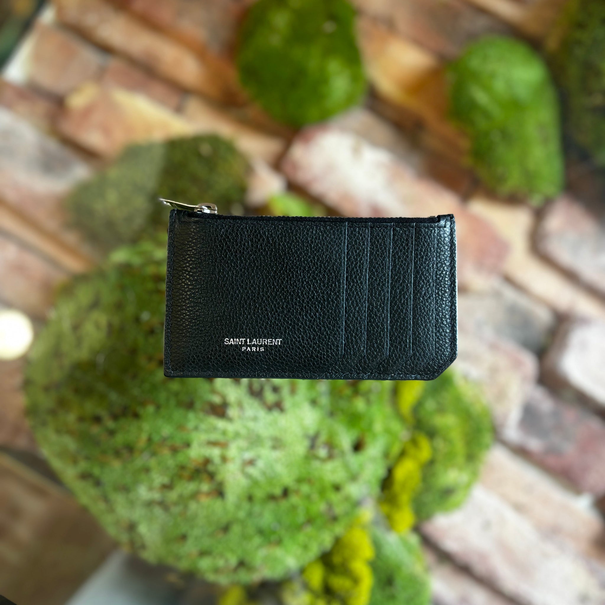 SAINT LAURENT Fragments Zipped Black Card Case