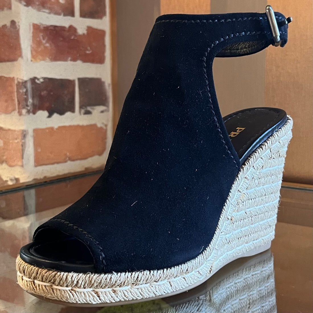 PRADA Black Suede Espadrilles Wedges SZ 40 (10 US)