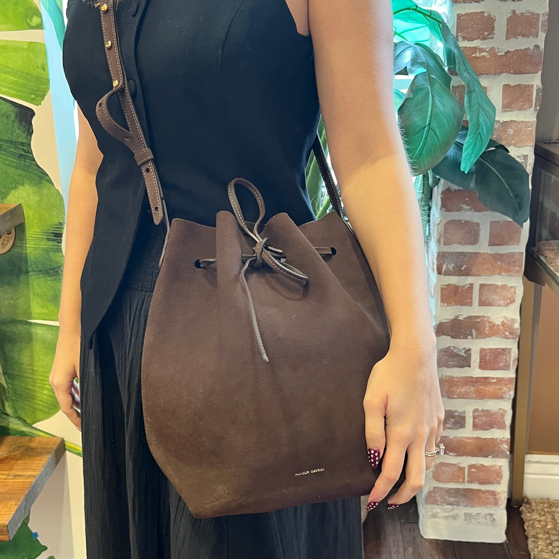 MANSUR GAVRIEL Bucket Chocolate Suede Bucket Bag