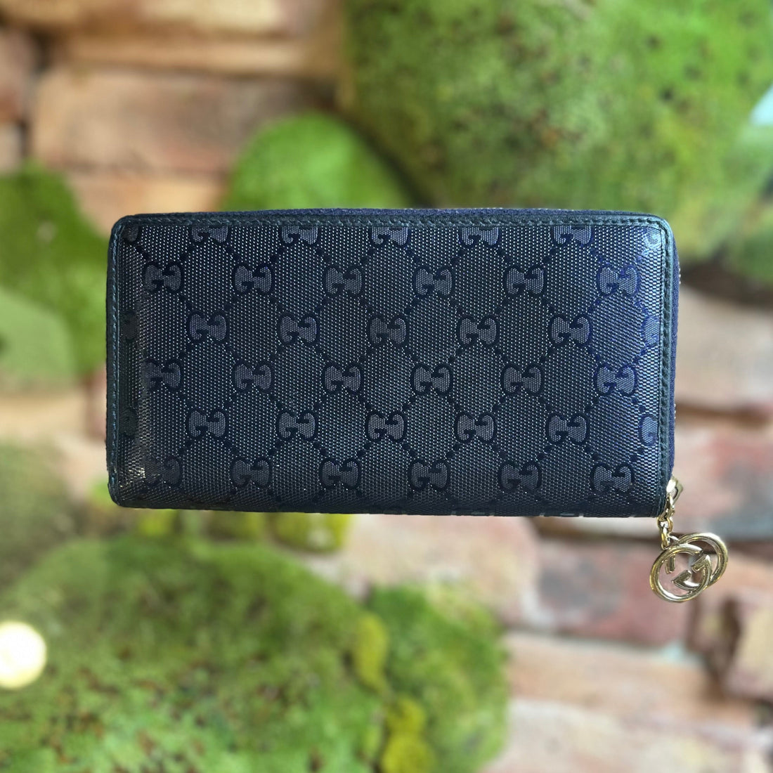 GUCCI GG Imprime Wallet Blue Canvas Wallet