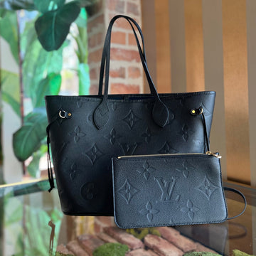 LOUIS VUITTON Neverfull MM Black Empriente Leather Tote Bag