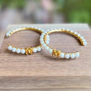 CHANEL Pearl CC More is More Small Hoop Earrings