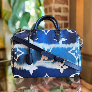 LOUIS VUITTON Speedy Bandouliere 30 Blue Escale Canvas Satchel Bag