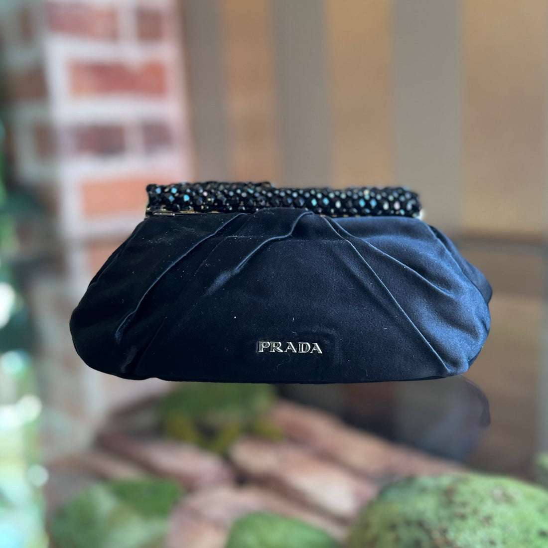 PRADA Crystal Satin Evening Clutch TS4009
