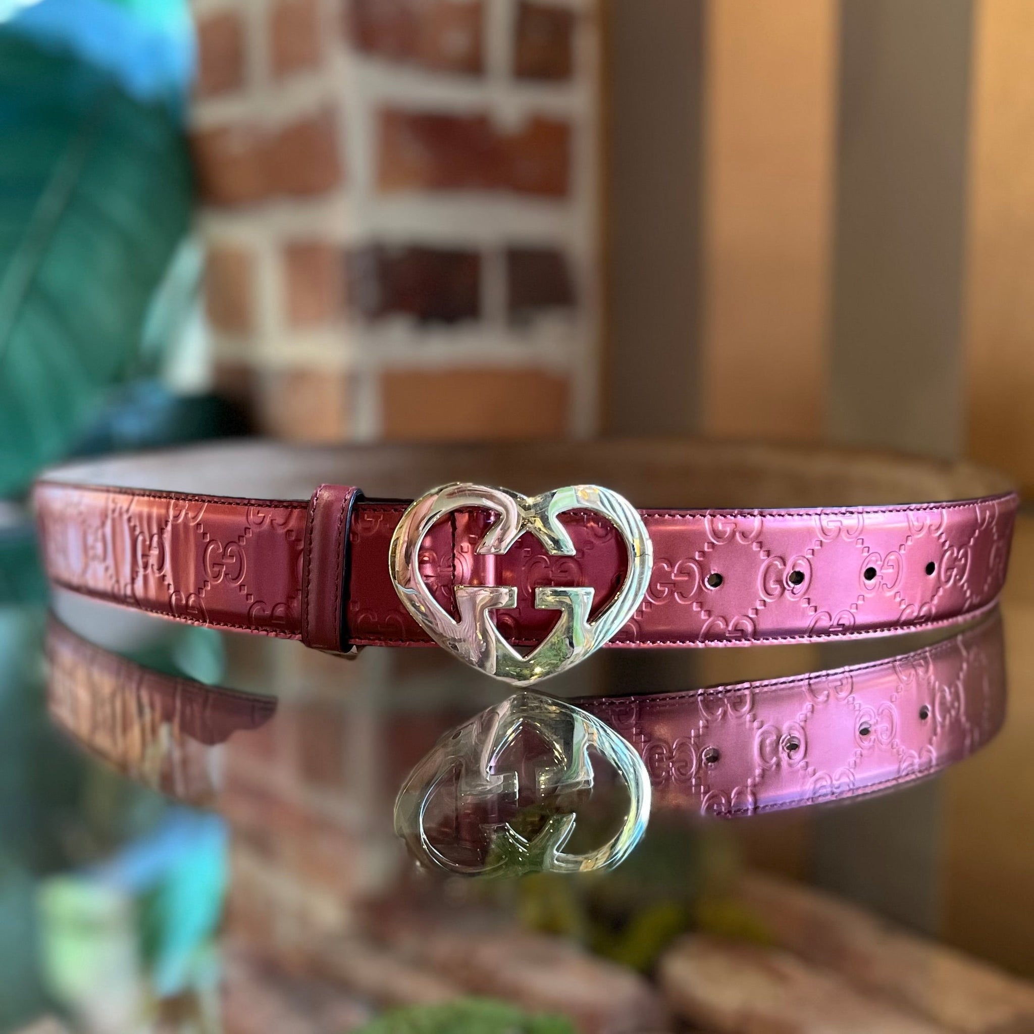 GUCCI Lovely Heart GG Guccissima Leather Belt 100/40 (30 US)