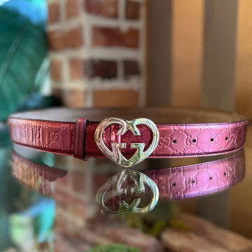 GUCCI Lovely Heart GG Guccissima Leather Belt 100/40 (30 US)