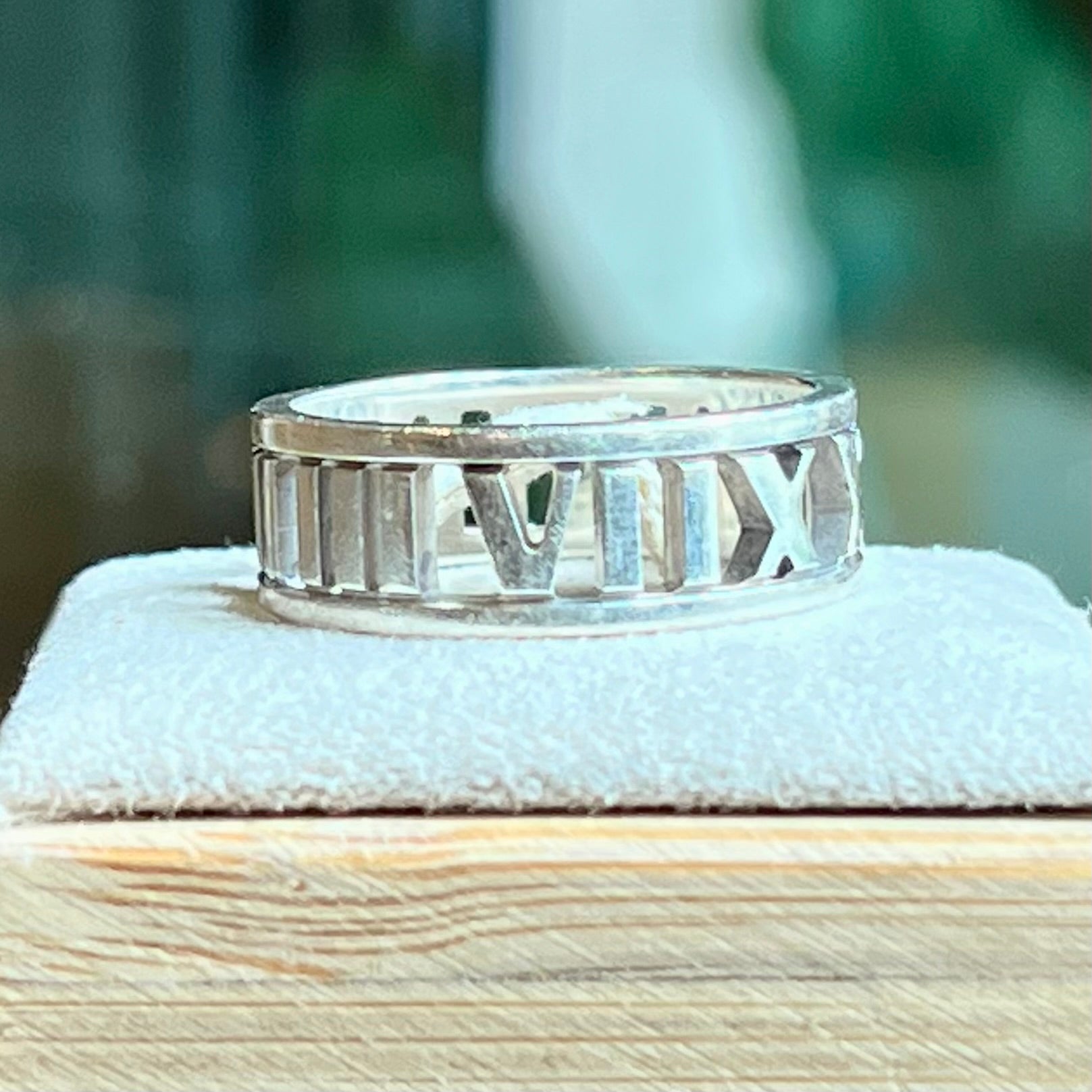 TIFFANY&CO 925 Sterling Silver Roman Numeral Atlas Ring SZ6.75