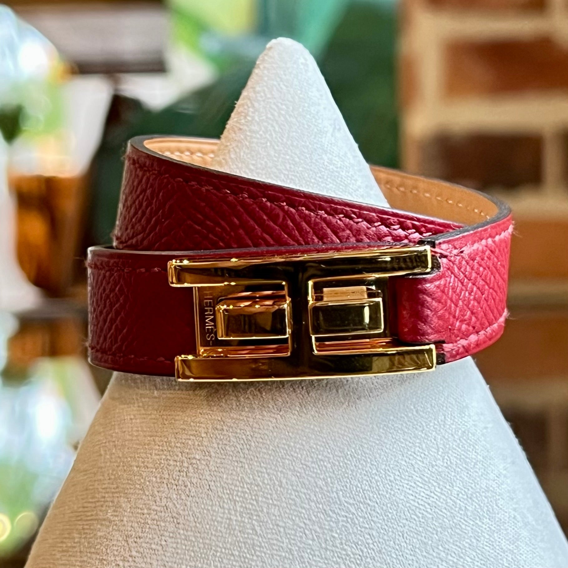 HERMES Drag Double Tour Epsom Calfskin Bracelet SZT1(XS US) TS4033