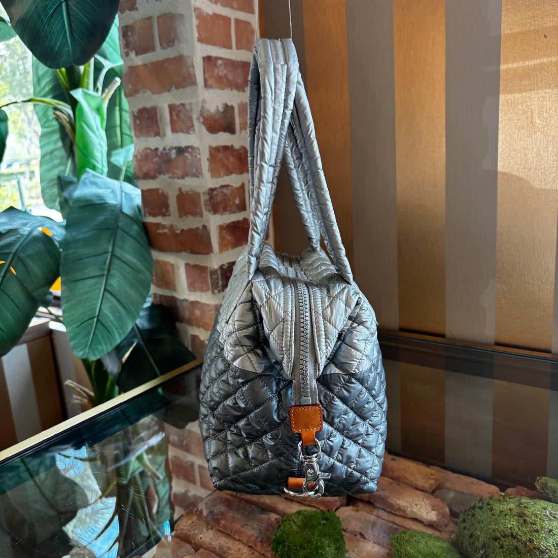 MZ WALLACE Metallic Silver Gray Deluxe Sutton