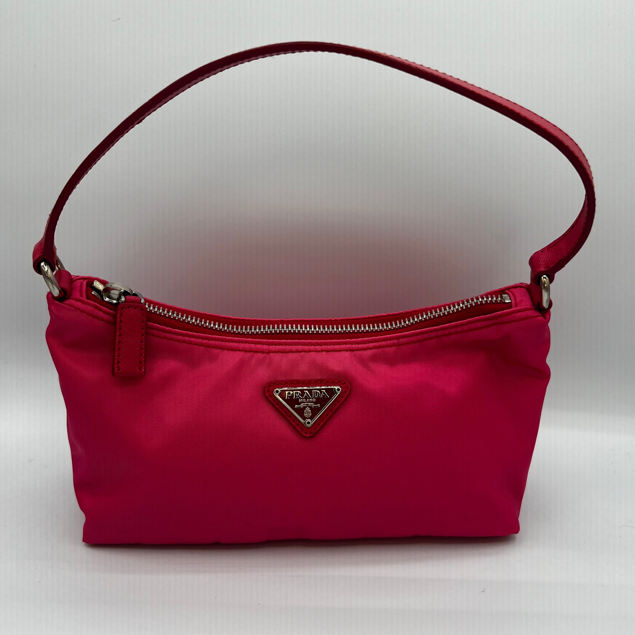 Rare Pink Nylon & Leather Shoulder Bag