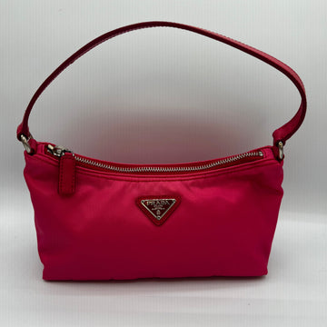 Rare Pink Nylon & Leather Shoulder Bag