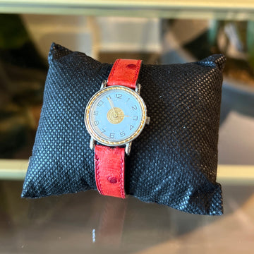 HERMES Sellier Round Ostrich Watch