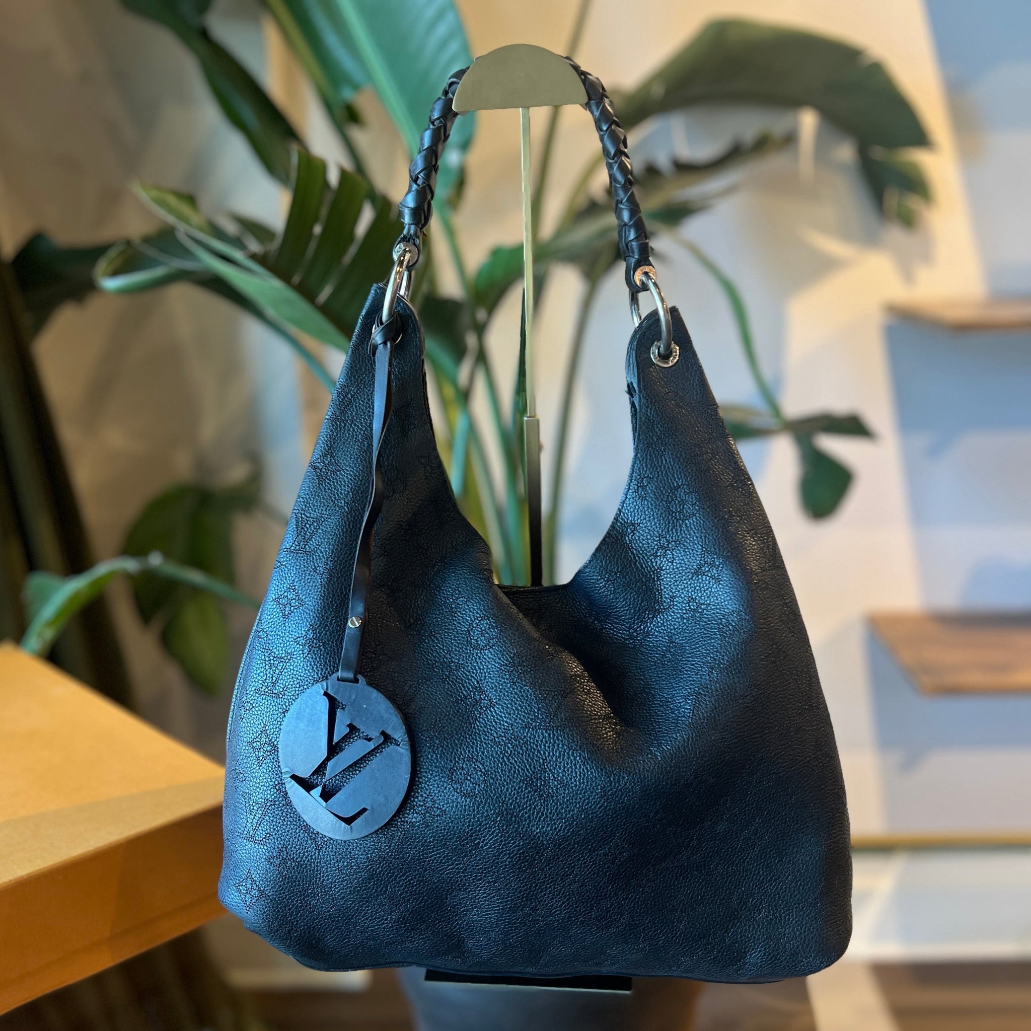 LOUIS VUITTON Black Mahina Hobo Shoulder Bag