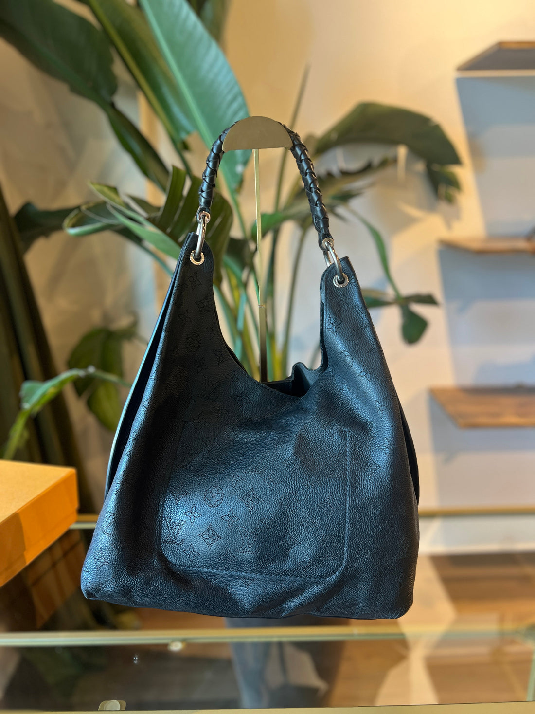 LOUIS VUITTON Black Mahina Hobo Shoulder Bag