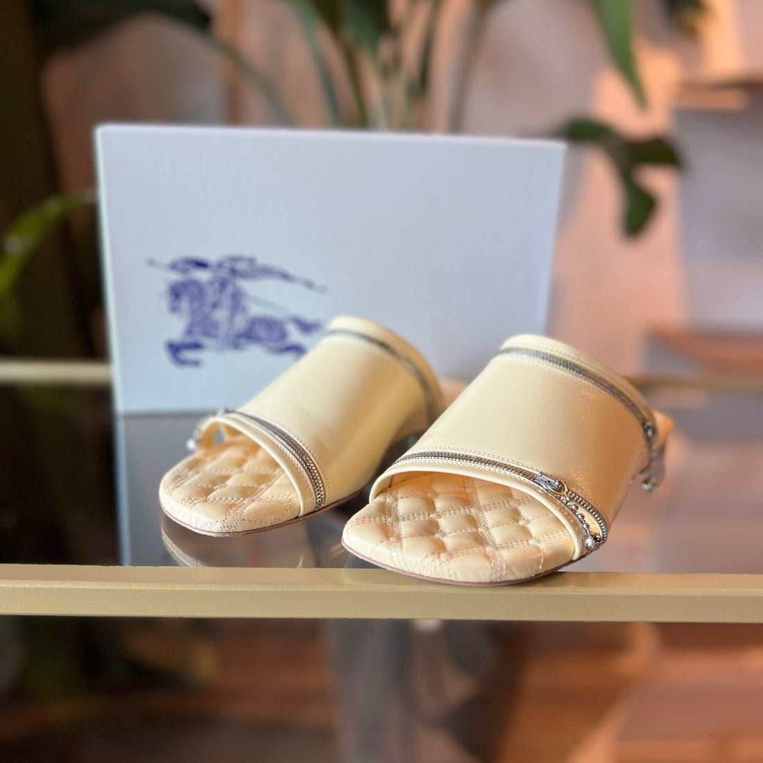 BURBERRY Peep Zip Sandals SZ 39