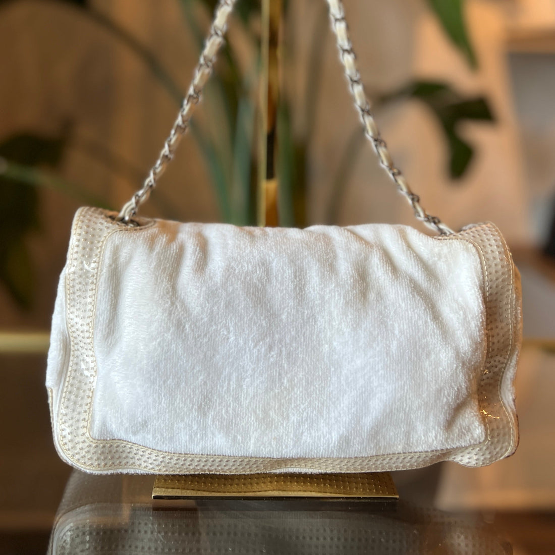 CHANEL White Terry CC Tote