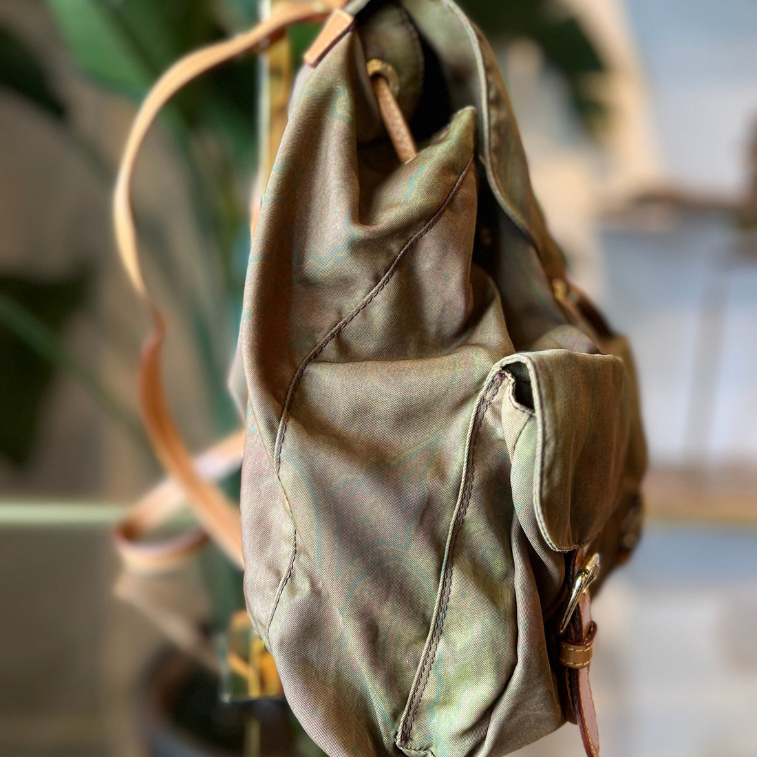ETRO Olive Nylon Paisley Backpack