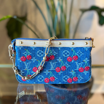 LOUIS VUITTON Monogram Cerise Denim Pochette