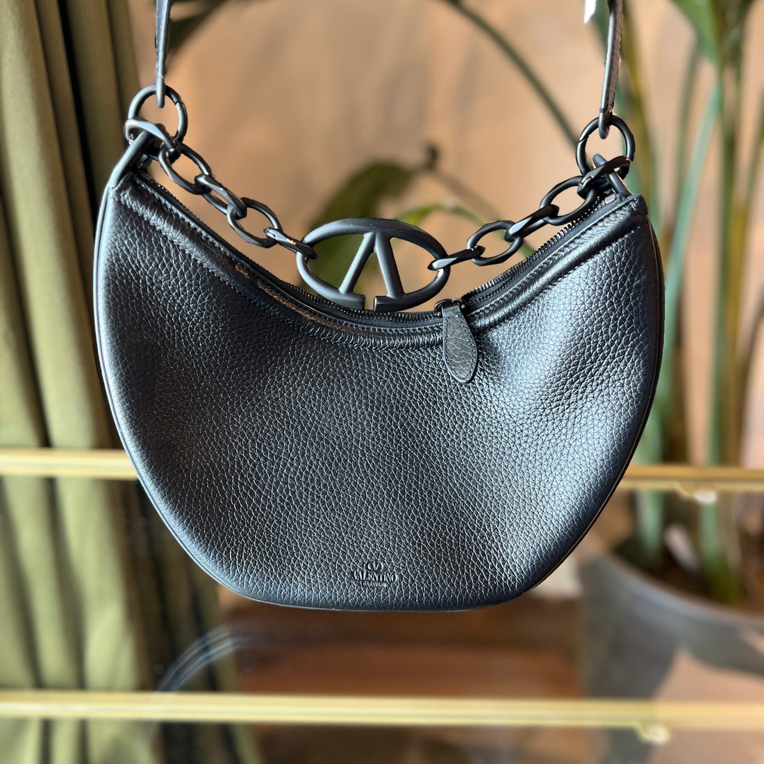 VALENTINO Small VLogo Moon Hobo Bag