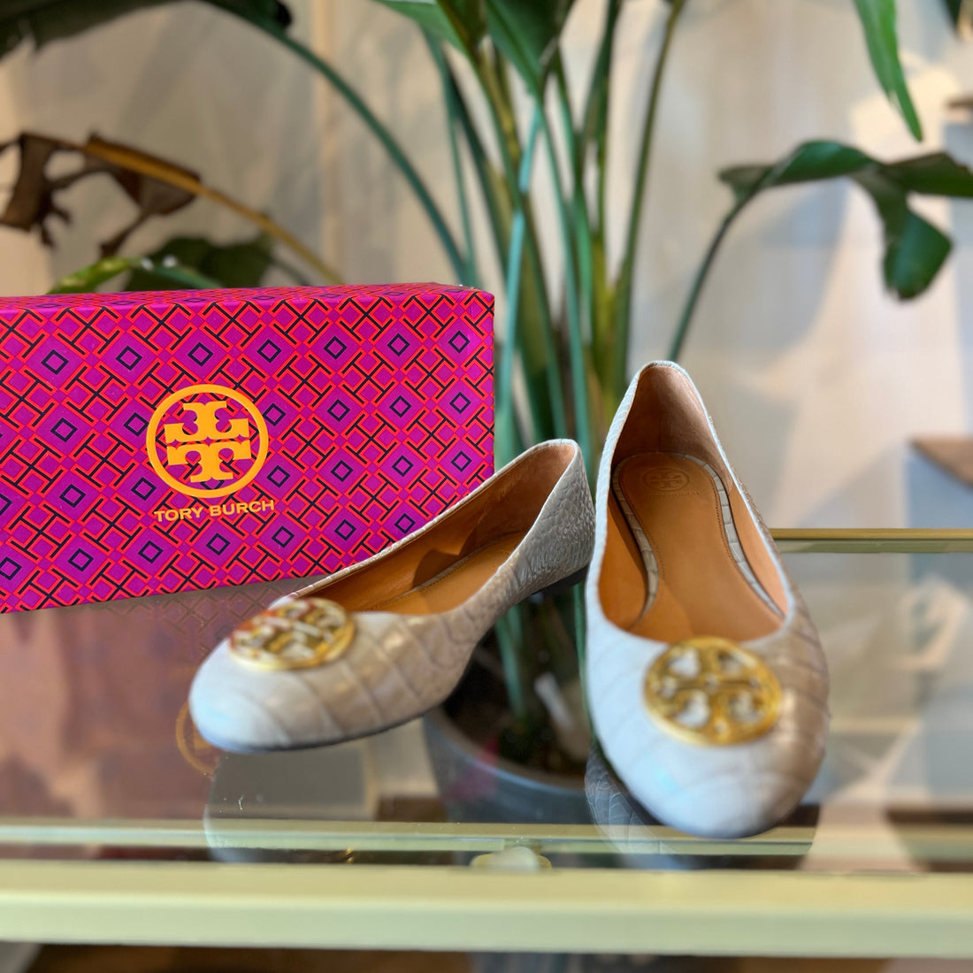 TORY BURCH Chelsea Croco Embossed Ballet Flat SZ 10.5