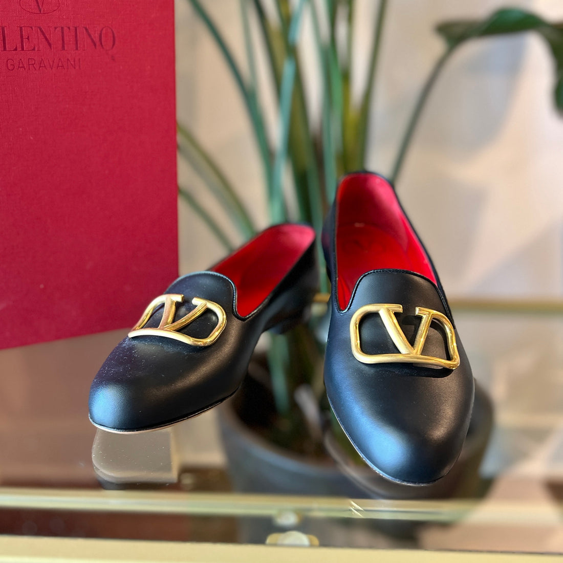 VALENTINO Black Leather Loafers SZ 40